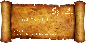 Szlovák Lili névjegykártya