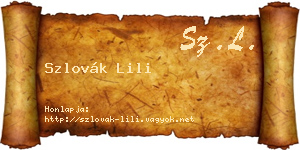 Szlovák Lili névjegykártya